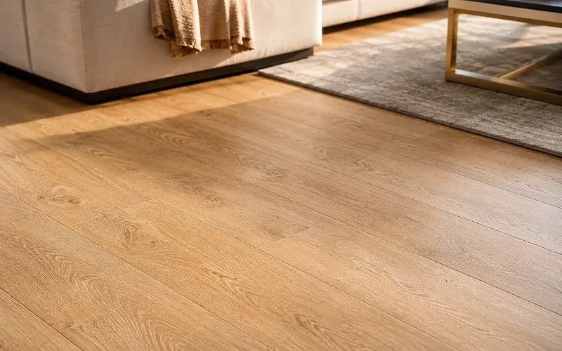 LVT luxury vinyl tile flooring in a Dubai apartment living room and master bedroom