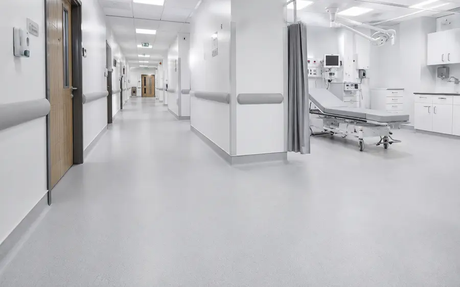 Commercial healthcare vinyl flooring in a UAE clinical zone