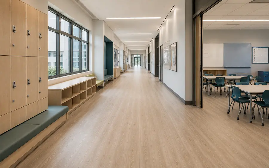 Commercial school vinyl flooring in a UAE education facility