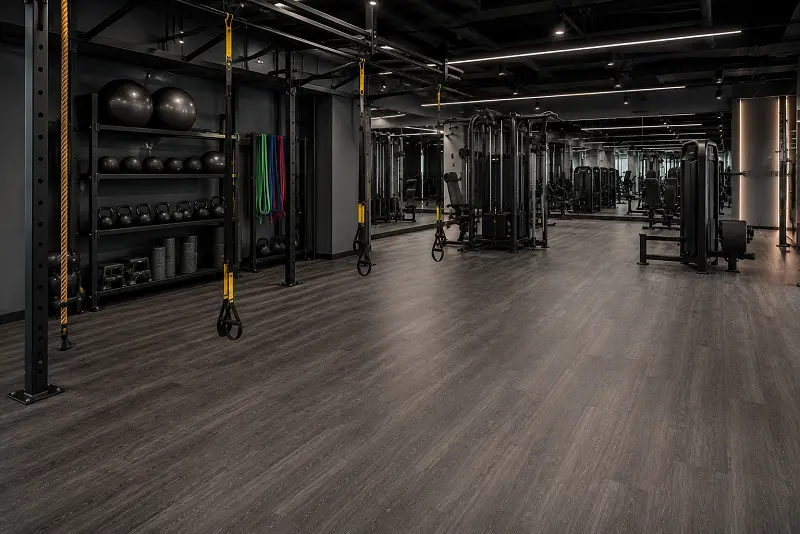SPC vinyl flooring in a Dubai gym functional training and strength circuit zone