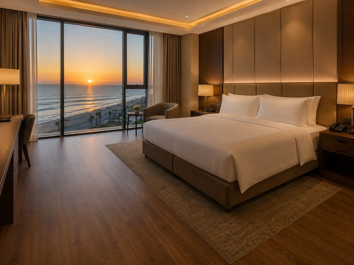 Premium LVT vinyl flooring installed in a Kempinski Hotel Ajman Corniche guest room