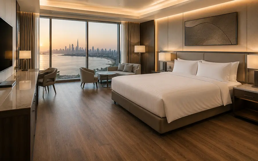 Hotel vinyl flooring in a UAE hospitality property