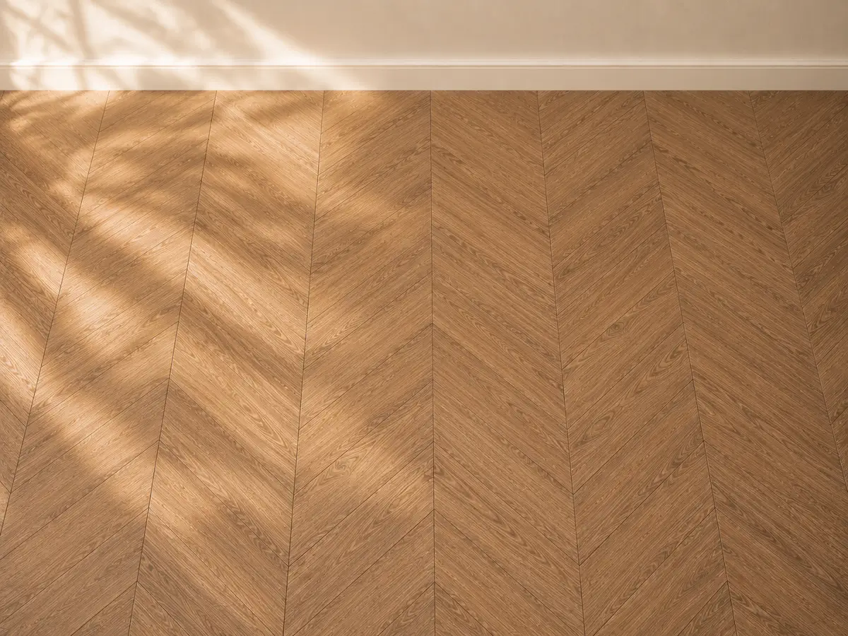 LVT pattern installation showing chevron