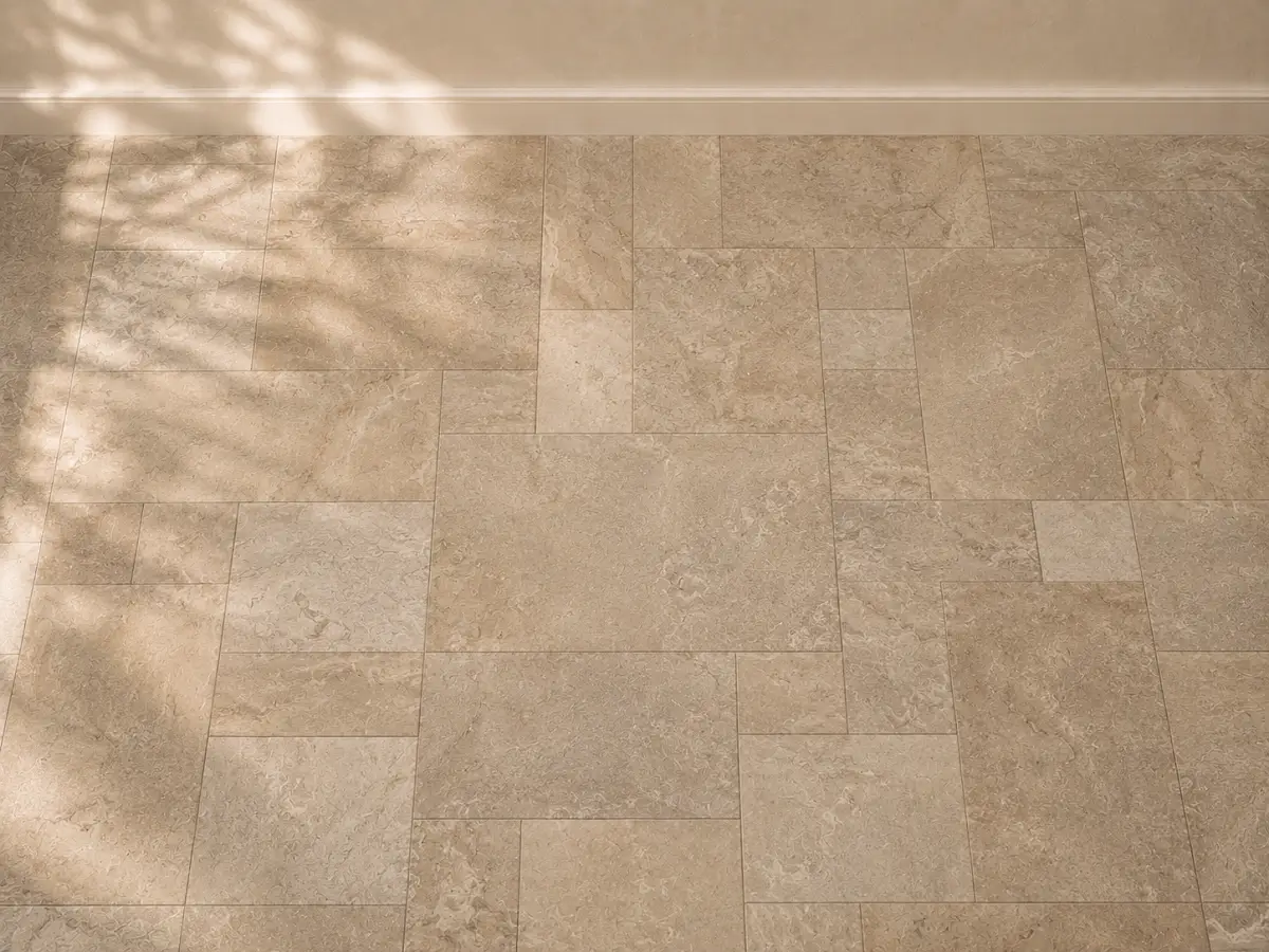 LVT pattern installation showing modular mix