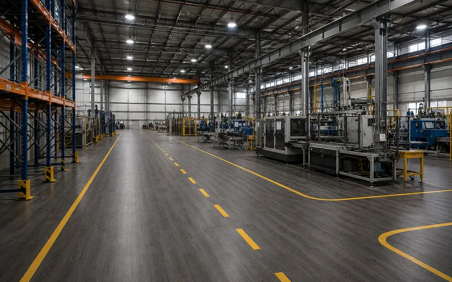 Industrial Area Sharjah manufacturing facility vinyl flooring installation