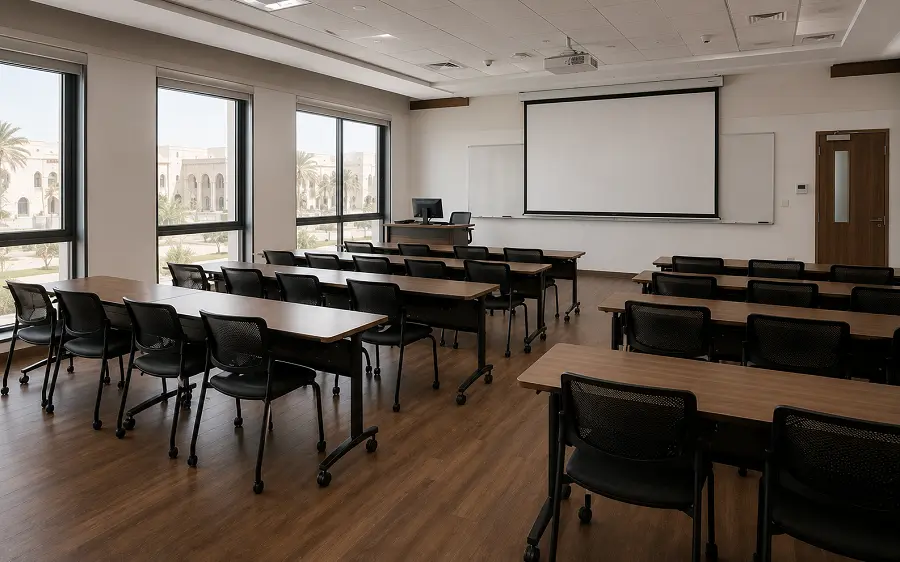 LVT vinyl flooring in American University of Sharjah classroom
