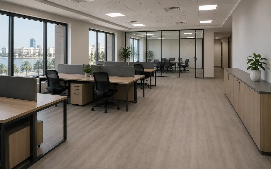 LVT vinyl flooring in a Buhaira Corniche Sharjah commercial office