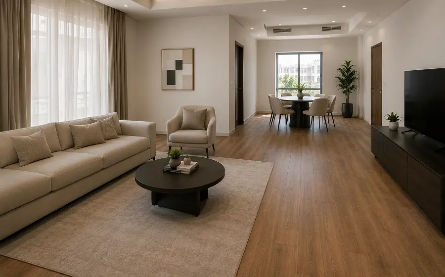 Vinyl flooring installation in a Sharjah residential or commercial property