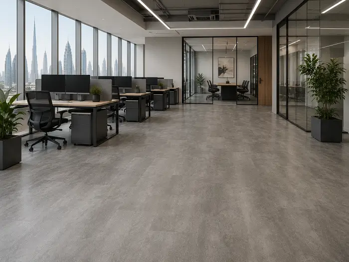 SPC flooring installed in commercial office