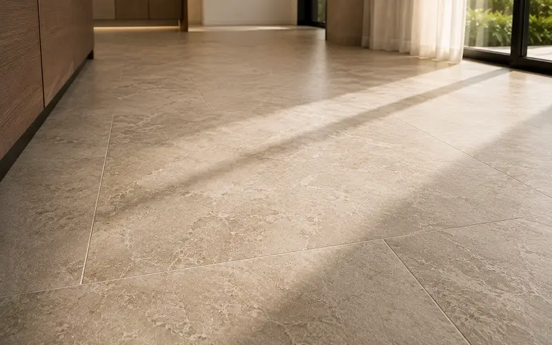 SPC stone polymer composite vinyl flooring for UAE villa kitchen and hallway