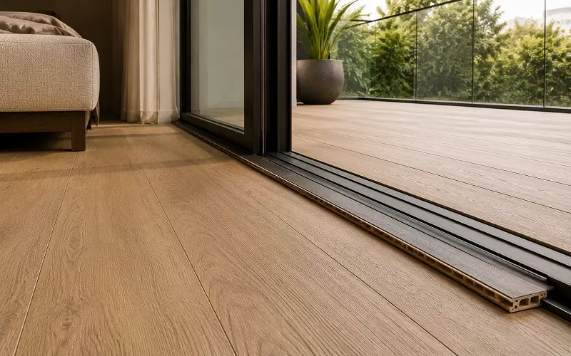 WPC wood polymer composite vinyl flooring for UAE villa living room and outdoor deck