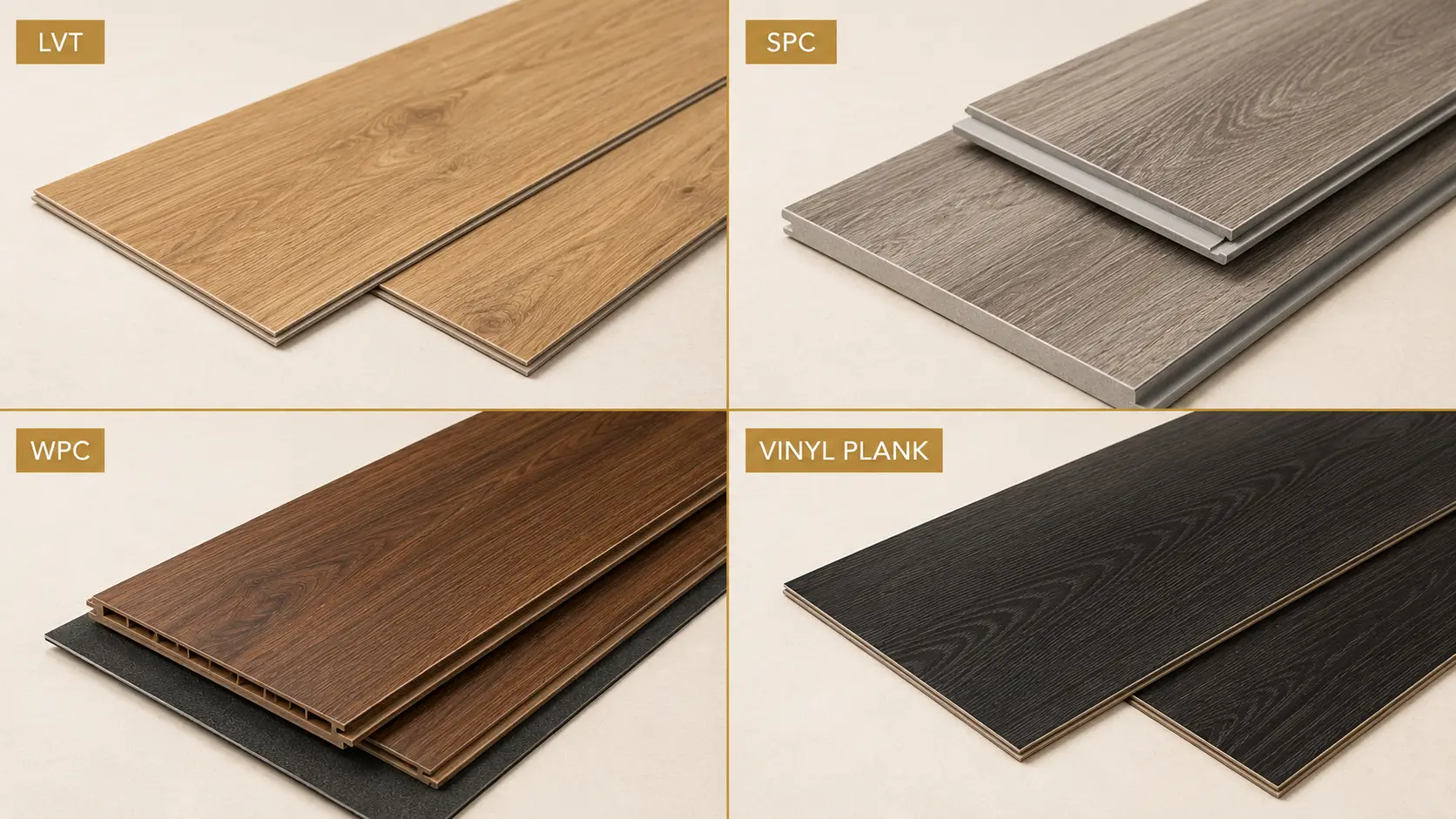 Vinyl flooring categories LVT SPC WPC and vinyl plank supplied across UAE