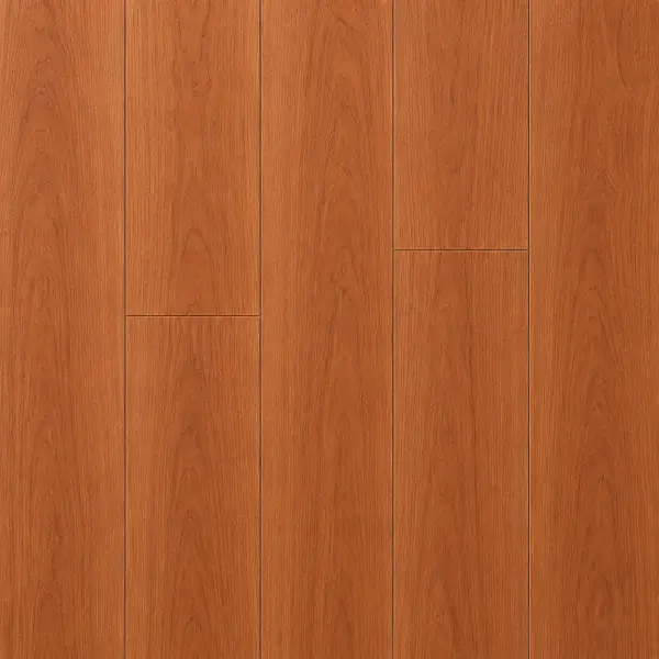 Vinyl plank in cherry wood-look finish